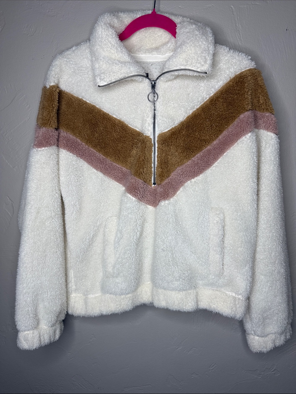 Abercrombie Chevron Sherpa Pullover Half Zip Sz Small (a1) - Picture 4 of 5